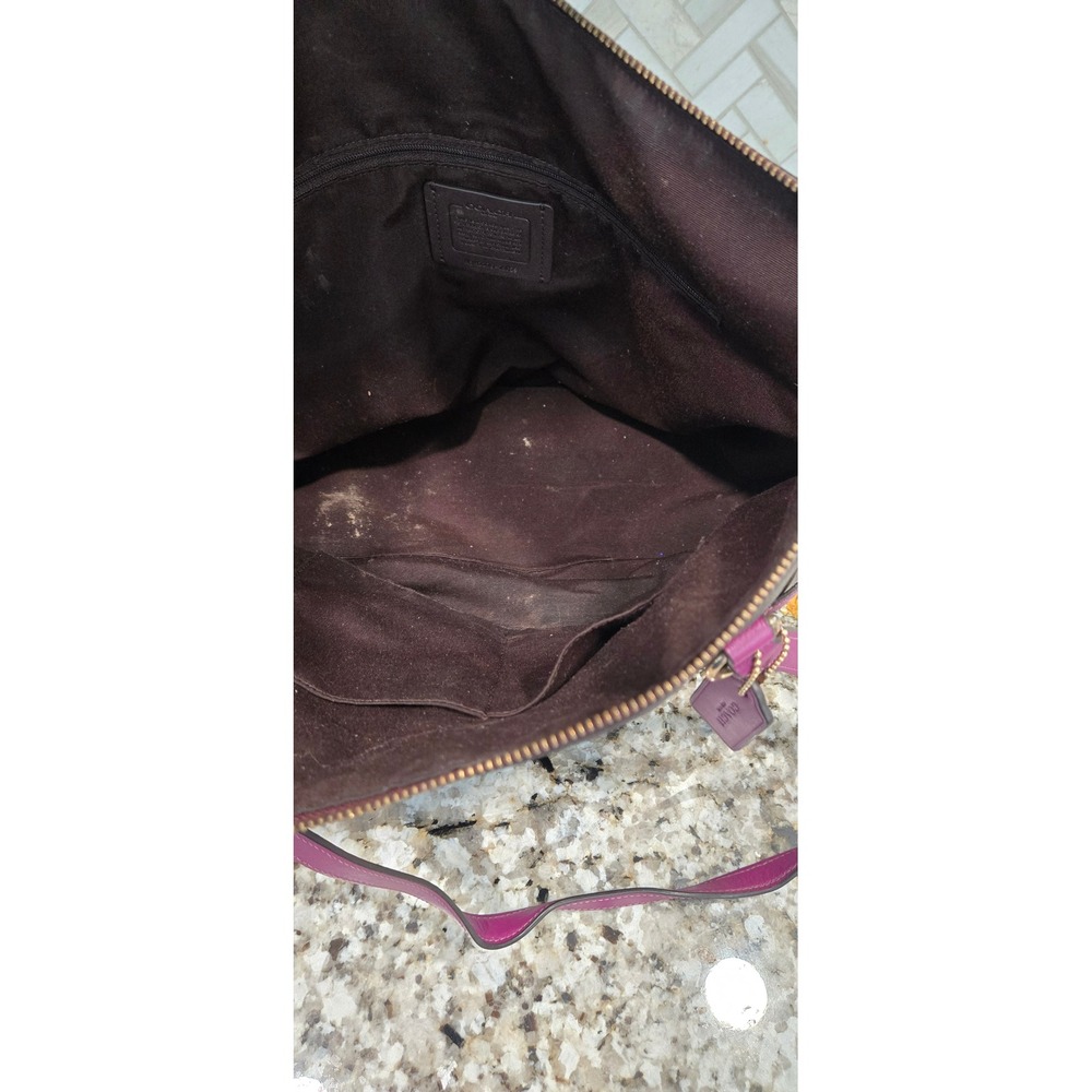 Coach Signature Gallery Tote Signature Canvas Brown Dark Magenta HandBag Purse - Picture 6 of 15